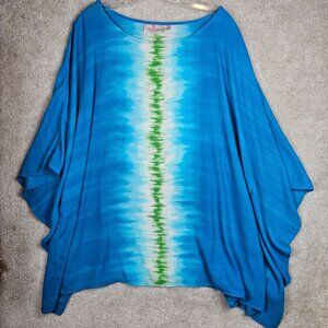 Quacker Factory Size 3X Top Lagenlook Boxy Tie Dye Cafton